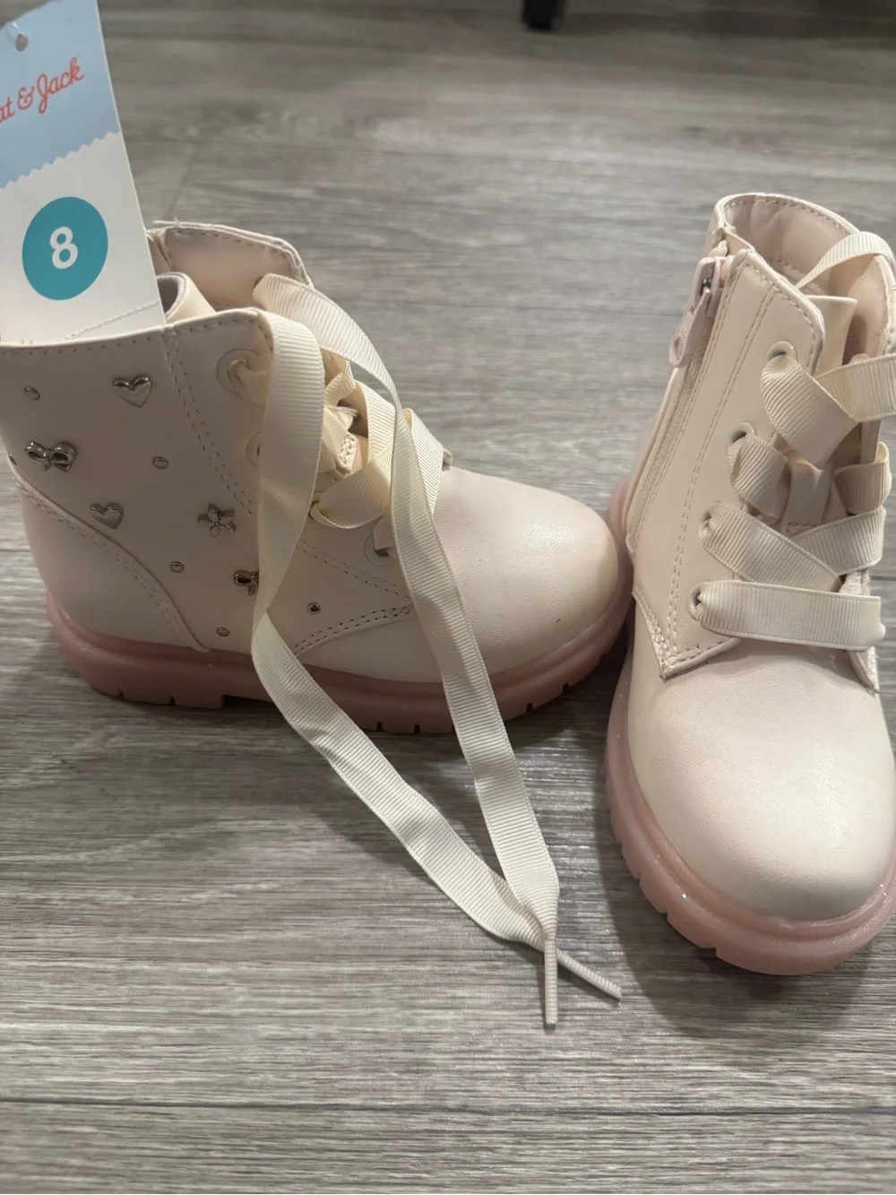 Toddler girl cream boots 8C NWT